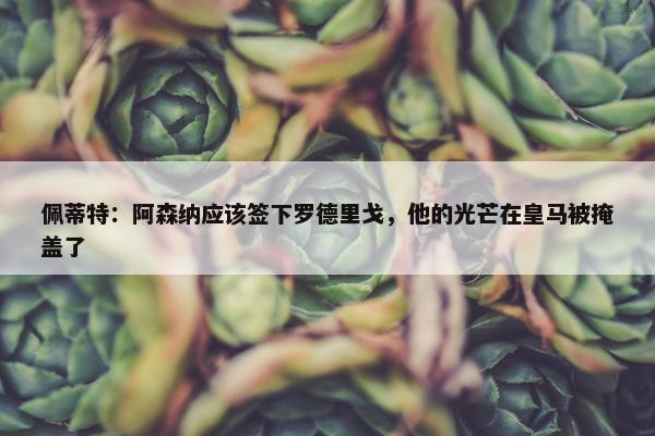 佩蒂特：阿森纳应该签下罗德里戈，他的光芒在皇马被掩盖了