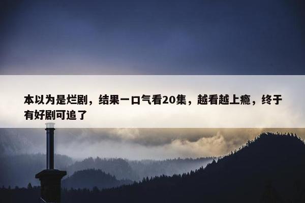 本以为是烂剧，结果一口气看20集，越看越上瘾，终于有好剧可追了