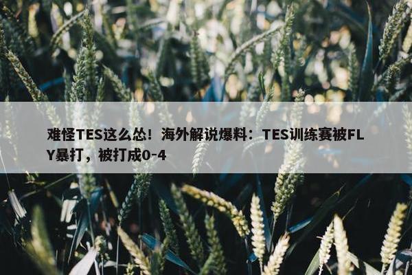 难怪TES这么怂！海外解说爆料：TES训练赛被FLY暴打，被打成0-4