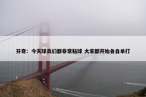 芬奇：今天球员们都非常粘球 大家都开始各自单打