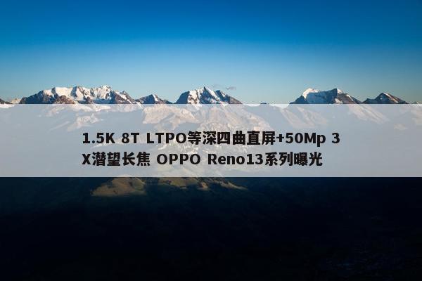 1.5K 8T LTPO等深四曲直屏+50Mp 3X潜望长焦 OPPO Reno13系列曝光