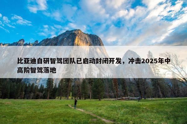 比亚迪自研智驾团队已启动封闭开发，冲击2025年中高阶智驾落地