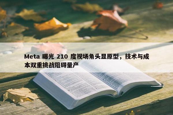 Meta 曝光 210 度视场角头显原型，技术与成本双重挑战阻碍量产