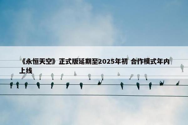 《永恒天空》正式版延期至2025年初 合作模式年内上线