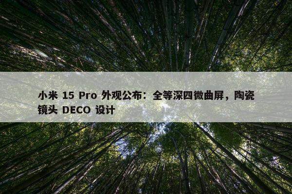 小米 15 Pro 外观公布：全等深四微曲屏，陶瓷镜头 DECO 设计