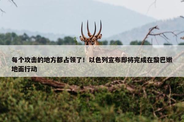 每个攻击的地方都占领了！以色列宣布即将完成在黎巴嫩地面行动