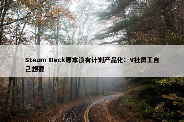 Steam Deck原本没有计划产品化：V社员工自己想要