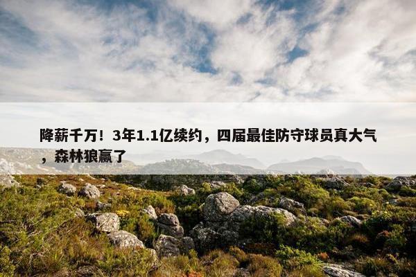 降薪千万！3年1.1亿续约，四届最佳防守球员真大气，森林狼赢了