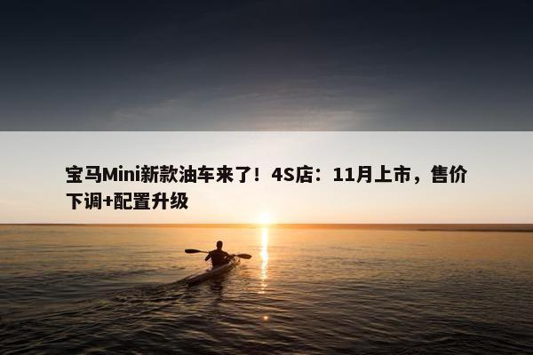 宝马Mini新款油车来了！4S店：11月上市，售价下调+配置升级