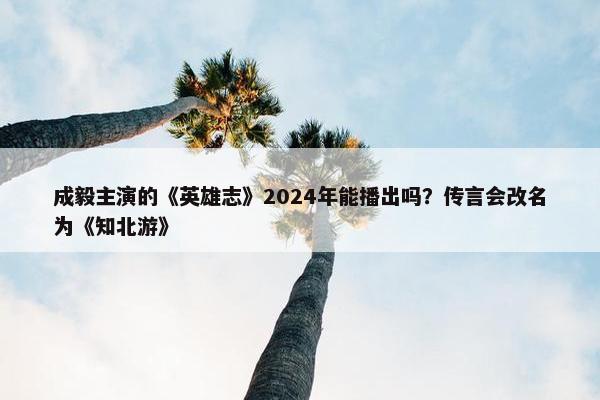 成毅主演的《英雄志》2024年能播出吗？传言会改名为《知北游》