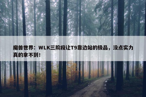 魔兽世界：WLK三阶段让T9靠边站的极品，没点实力真的拿不到！