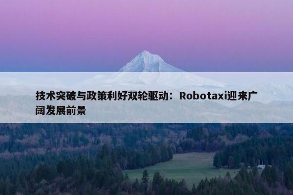 技术突破与政策利好双轮驱动：Robotaxi迎来广阔发展前景