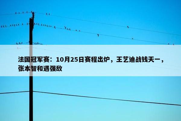 法国冠军赛：10月25日赛程出炉，王艺迪战钱天一，张本智和遇强敌