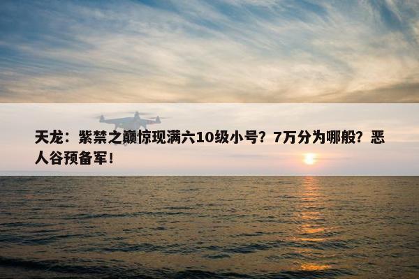 天龙：紫禁之巅惊现满六10级小号？7万分为哪般？恶人谷预备军！