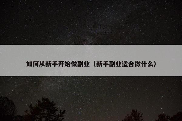 如何从新手开始做副业（新手副业适合做什么）