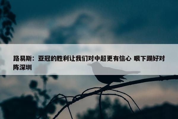 路易斯：亚冠的胜利让我们对中超更有信心 眼下踢好对阵深圳