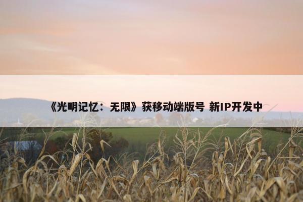 《光明记忆：无限》获移动端版号 新IP开发中