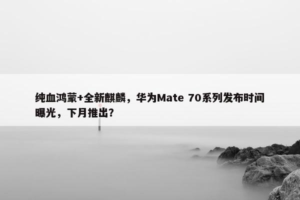 纯血鸿蒙+全新麒麟，华为Mate 70系列发布时间曝光，下月推出？