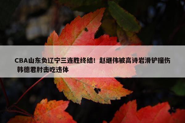 CBA山东负辽宁三连胜终结！赵继伟被高诗岩滑铲撞伤 韩德君肘击吃违体