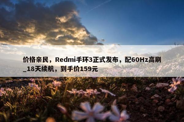 价格亲民，Redmi手环3正式发布，配60Hz高刷_18天续航，到手价159元