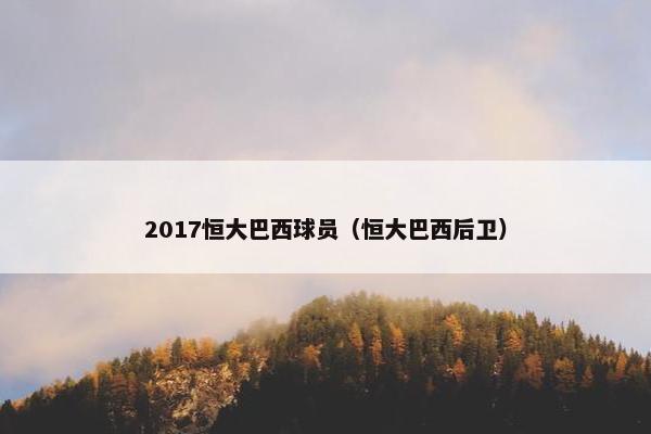 2017恒大巴西球员（恒大巴西后卫）