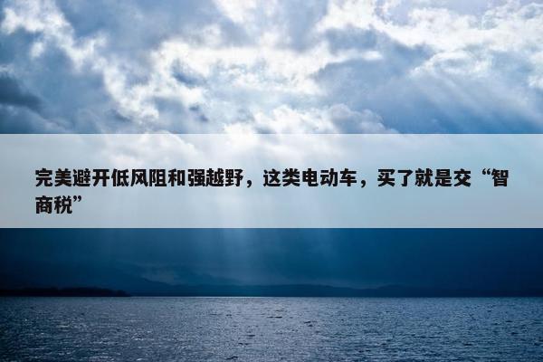 完美避开低风阻和强越野，这类电动车，买了就是交“智商税”