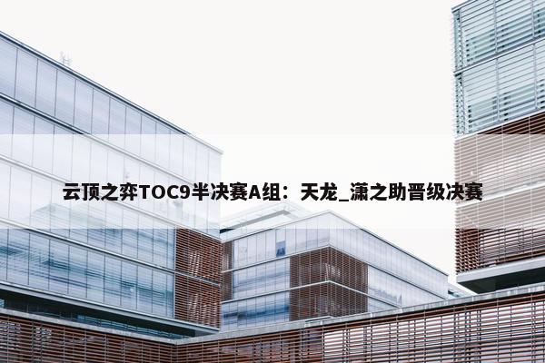 云顶之弈TOC9半决赛A组：天龙_潇之助晋级决赛