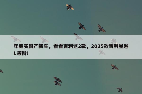 年底买国产新车，看看吉利这2款，2025款吉利星越L领衔！