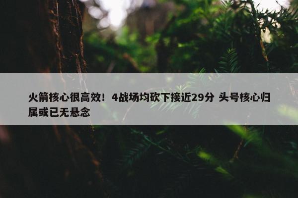 火箭核心很高效！4战场均砍下接近29分 头号核心归属或已无悬念