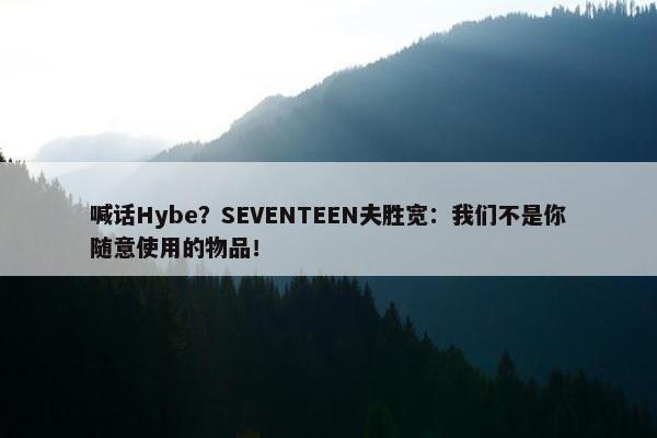 喊话Hybe？SEVENTEEN夫胜宽：我们不是你随意使用的物品！