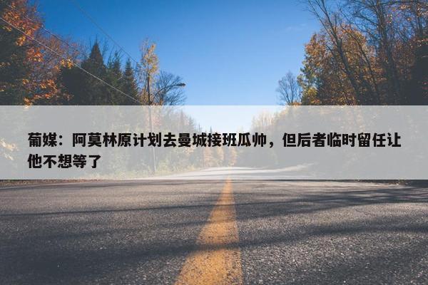 葡媒：阿莫林原计划去曼城接班瓜帅，但后者临时留任让他不想等了