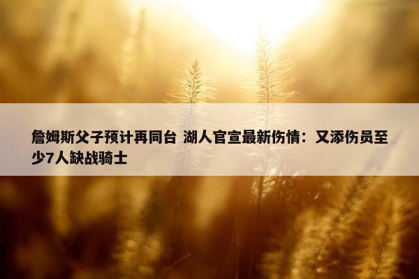 詹姆斯父子预计再同台 湖人官宣最新伤情：又添伤员至少7人缺战骑士