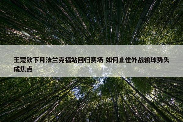 王楚钦下月法兰克福站回归赛场 如何止住外战输球势头成焦点