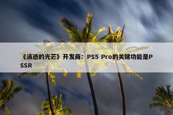 《消逝的光芒》开发商：PS5 Pro的关键功能是PSSR