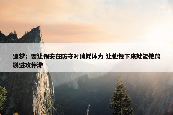 追梦：要让锡安在防守时消耗体力 让他慢下来就能使鹈鹕进攻停滞