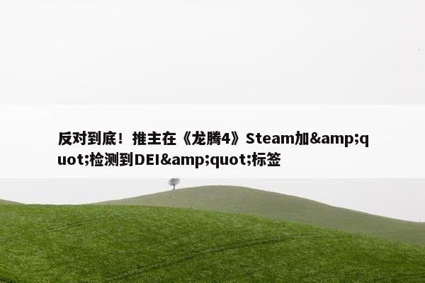 反对到底！推主在《龙腾4》Steam加&quot;检测到DEI&quot;标签