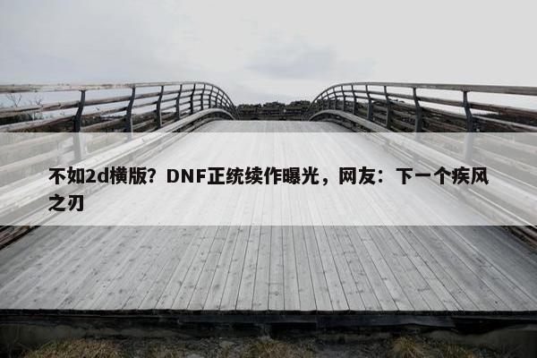 不如2d横版？DNF正统续作曝光，网友：下一个疾风之刃