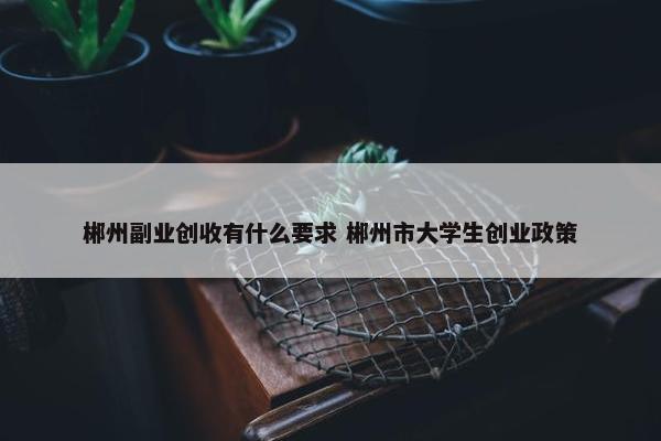 郴州副业创收有什么要求 郴州市大学生创业政策