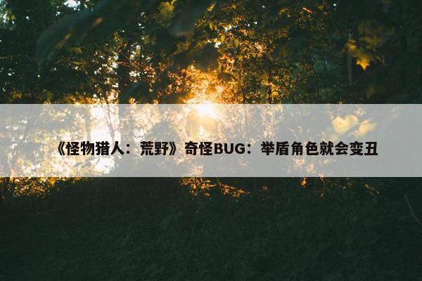 《怪物猎人：荒野》奇怪BUG：举盾角色就会变丑