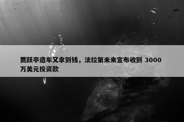 贾跃亭造车又拿到钱，法拉第未来宣布收到 3000 万美元投资款