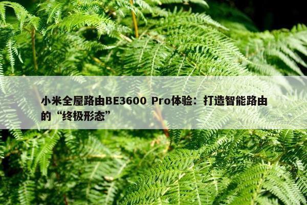 小米全屋路由BE3600 Pro体验：打造智能路由的“终极形态”