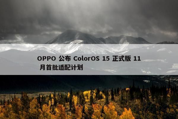 OPPO 公布 ColorOS 15 正式版 11 月首批适配计划