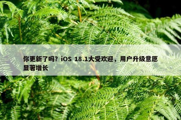 你更新了吗？iOS 18.1大受欢迎，用户升级意愿显著增长