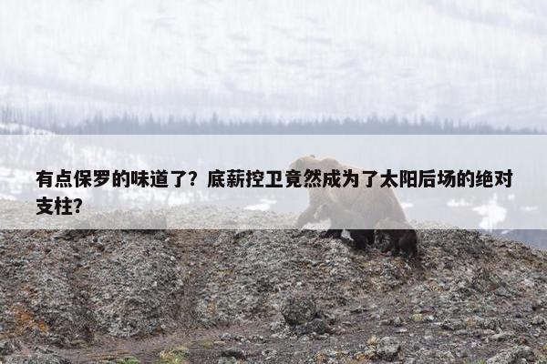 有点保罗的味道了？底薪控卫竟然成为了太阳后场的绝对支柱？